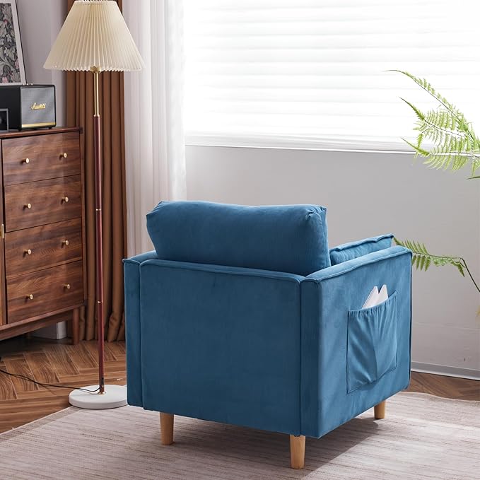 29.5 W Modern Fabric Decorative Chair Armchair Upholstered Reading Chair Single Sofa Casual Club Chair with Solid Wooden Feet and 2 Pillow for living room bedroom bed room office corduroy fabric