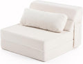 Folding Sofa Bed with Pillow Convertible Sleeper Chair Comfy Floor Futon Couch Mattress Lounge Sofa for Adults Portable Fold Out Chair Bed for Living Room Bedroom Single Beige