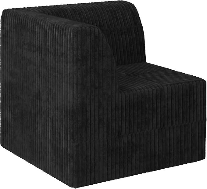 Corner Sofa Compressed Sectional Sofa Modern Minimalist Style Corduroy Sleeper Sofa for Living Room Bedroom Space-Efficient Design Black Single &amp Multi-Person Couch