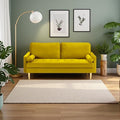 65'’ Velvet Upholstered Loveseat Sofa with Gold Metal Legs Modern Tufted Backrest Couch Solid Wood Frame for Living Room BedroomApartmentOfficeSmall Space (Yellow)