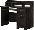 South Shore 14676 Versa Computer Desk with Hutch Rubbed Black