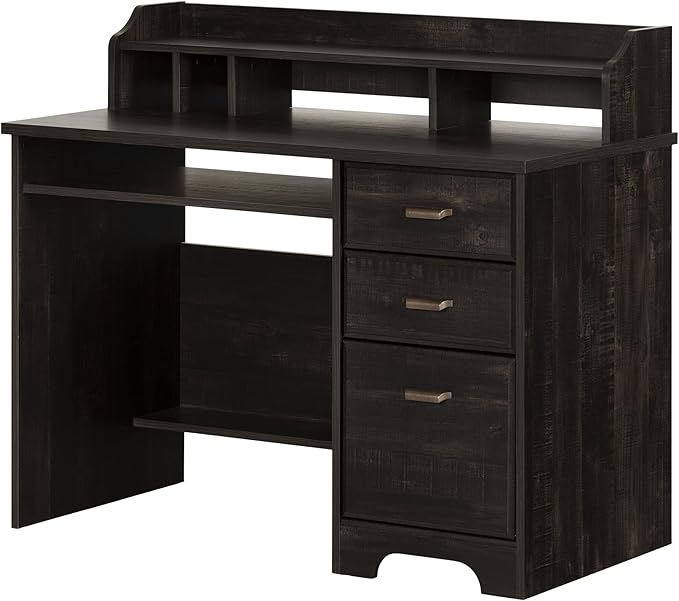 South Shore 14676 Versa Computer Desk with Hutch Rubbed Black