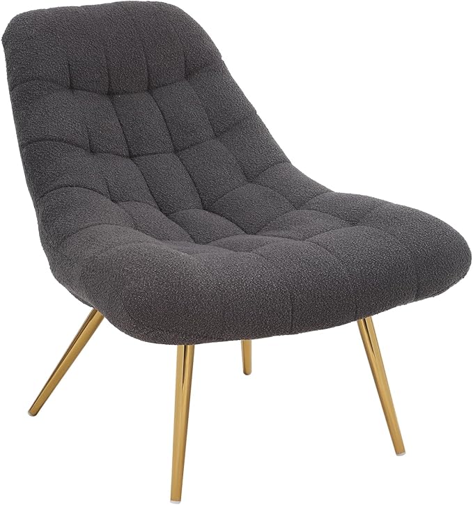Aubrey French Lounge Chair - Grey Mid-Century Modern Accent Chair Comfortable Accent Seating for Living Room