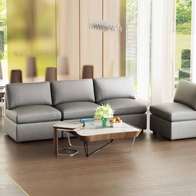 PayLessHere Sectional Couch 4 Seat Sofa Set Convertible Sofa Modular Sectional Sofa Couch for Living Room Bedroom Office Light Gray