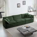 KIVENJAJA Chenille Modular Sectional Couch Modern 3 Seater Comfy Deep Seat Cloud Sofa with 5 Pillows for Living Room Bedroom Office Apartment 111.5”W Green