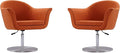 Manhattan Comfort Voyager Adjustable Swivel Accent Chair Set of 2 with 360° Turn Mid-Century Modern Design Woven Upholstery and Removable Cushion Ideal for Living Room or Home Office Orange