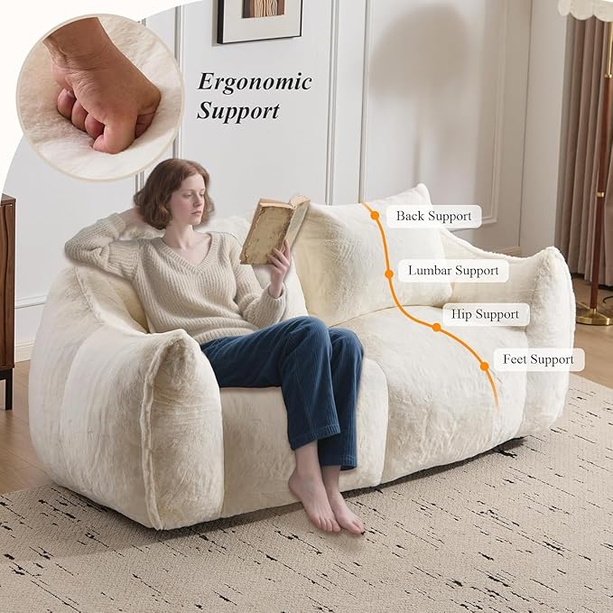 Alpen Loveseat Sofa 75 Comfortable Couch with Armrests 2 Seater Memory Foam Couches with Tufted Cushion &amp Backrest Compressed Sofas for Bedroom Living Room White