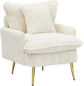 30 Beige Accent Chair Corduroy Accent Armchair with Soft Pillow &amp Gold Legs Comfy Upholstered Arm Chairs for Samll Space Living Room Bedroom 300 LBS Capacity (Beige)