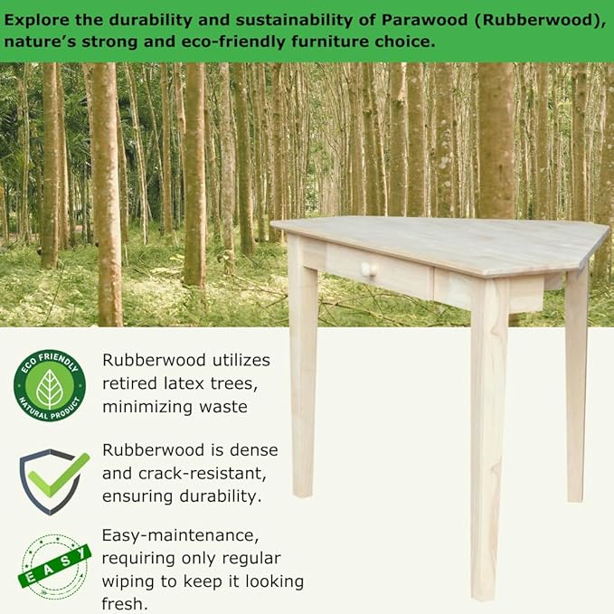 IC International Concepts Corner Computer Desk Solid Real Wood Sturdy Parawood DIY Paint/Stain Ready Unfinished