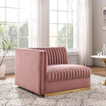 Modway Sanguine Channel Tufted Performance Velvet Modular Sectional Sofa Ottoman Left-Arm Chair Dusty Rose