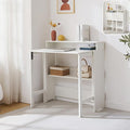 Fold Out Desk with Power Outlets Small Foldable Table with Storage ShelfSpace-Saving Hidden Desk for Bedroom Living Room &amp Office (White)