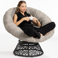 Bme 40 Ergonomic Wicker Papasan Chair with Soft Thick Cushion &amp Frame 360° Swivel Circle Reading Comfy Chair for Living Room Bedroom