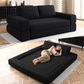 81 Inch Convertible Folding Sofa Bed Fold Out Couch Bed Corduroy Futon Couch with Back Pillows Boneless Sofa Comfy Lounge Floor Sleeper Mattress Loveseat for Living Room Bedroom Black