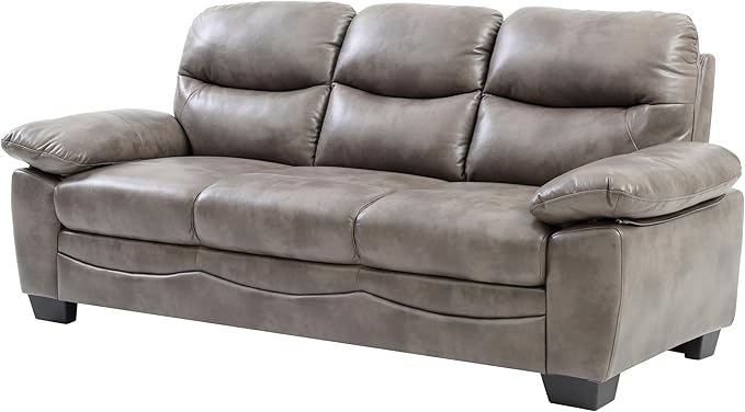 Glory Furniture Marta Faux Leather Sofa in Gray