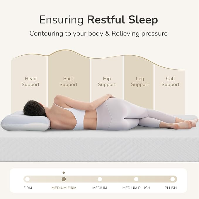 MLILY Short Queen RV Mattress in a Box 8 inch Mattresses for RVs Campers &amp Trailers Green Tea Memory Foam Mattress for Cool Sleep &amp Pressure Relief Medium 60 x 75
