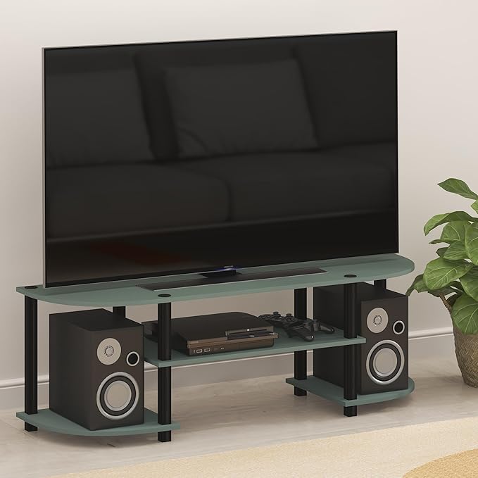 Furinno Turn-S-Tube TV Stand Wide Entertainment Center TV Console for TV up to 55 Inch for Living Room Bedroom Sage Green