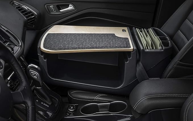 AutoExec AE-GMEF-11M Efficiency GripMaster Car Desk for Your Vehicle Workstation and Mobile Office Natural Birch