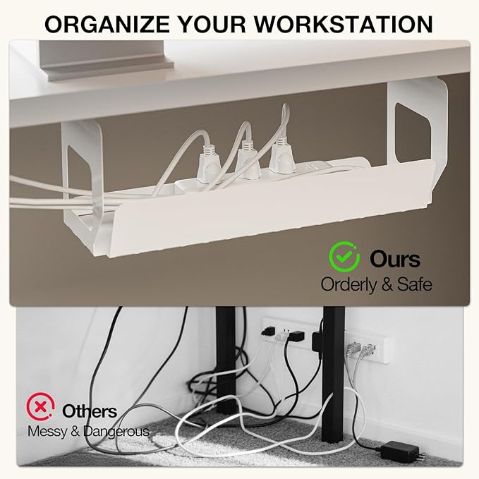 Muvai L Shaped Standing Desk with Cable Management Tray 59 Inch Height Adjustable Electric Standing Corner Desk Sit Stand Up Work Table for Home Office Gaming with Reversible Splice Board White