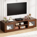 HSH Walnut TV Stand for 60 Inch TVsEntertainment Center with Storage and Sliding DoorsFarmhouse Low Tv Stand Wood for Living RoomMedia Console Cabinet for Bedroom55 Inch