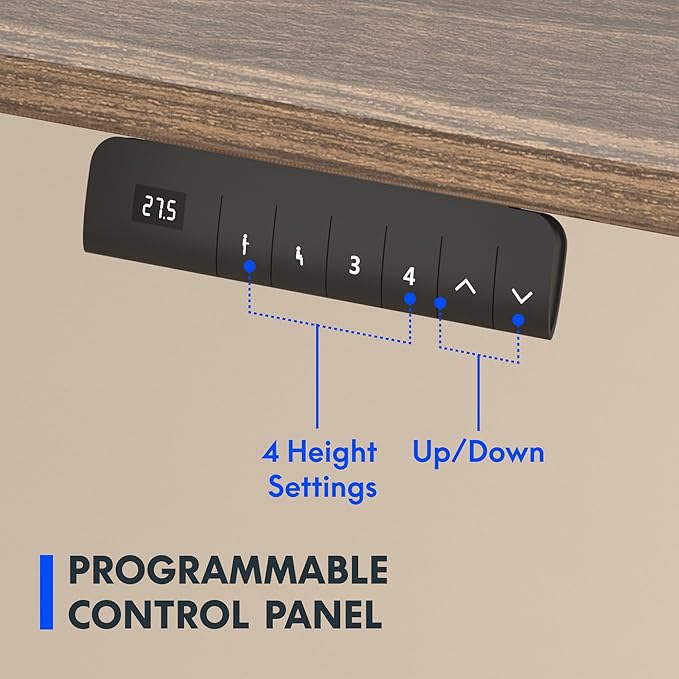 FLEXISPOT E3 Dual Motor Electric Standing Desk 55 x 28 Sit Stand Up Desk Holds 220 lbs Adjustable Height w/Memory Presets One-Piece Brown Wood Grain Desktop &amp Black Frame Ships in 2 Boxes
