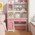 HM&ampDX Study Desk with Hutch &amp Bookshelf &amp DrawersWooden Computer Desk Home Office Desk Teenager DeskCute Writing Study Desk Bookshelf Combo for Girl Boy(31.5inch Pink)