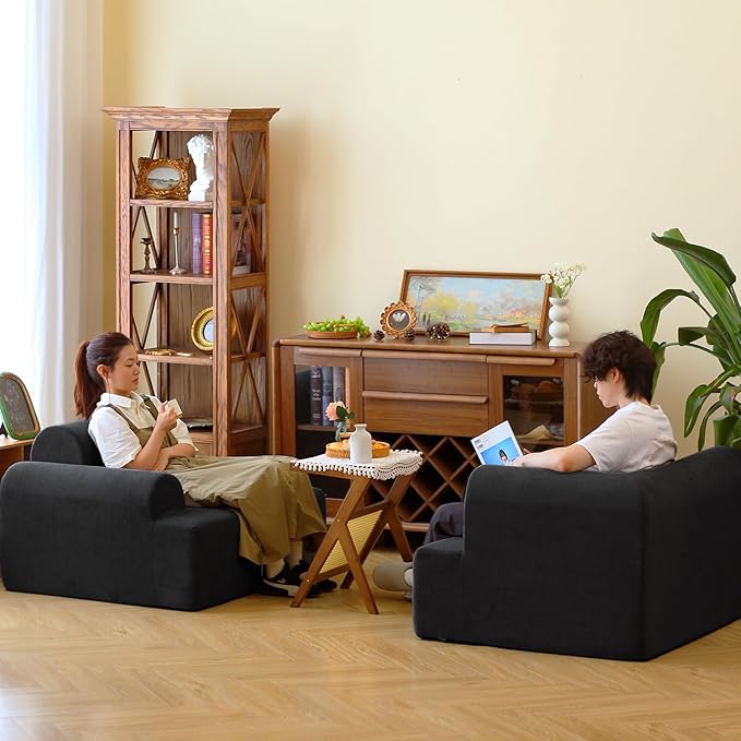 N&ampV Foam Sofa Made with All Foam Great for Livingroon and Bedroom (Black)