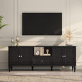 ARTPOWER 67'' Mid-Century Modern TV Stand with Storage Drawer and Doors Long TV Stand with Adjustable Shelves for 75 Inch TV for Living Room Bedroom Black