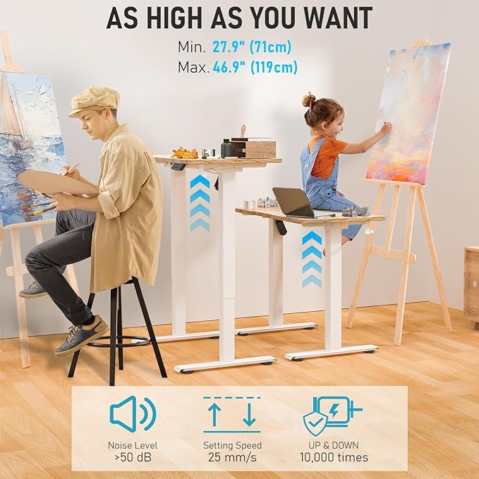 40 * 24 Electric Standing Desk Adjustable Height Sit Stand Up Desk Motorized Home Office Computer Gaming Workstation Desk