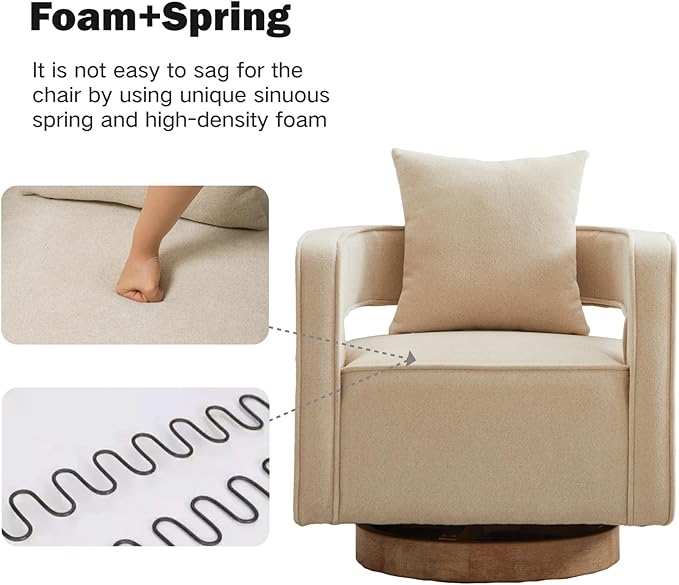 Chifee &amp Vingol 29.1 Linen Modern Swivel Accent Barrel Chair Set of 2 with Solid Wood BaseBeige