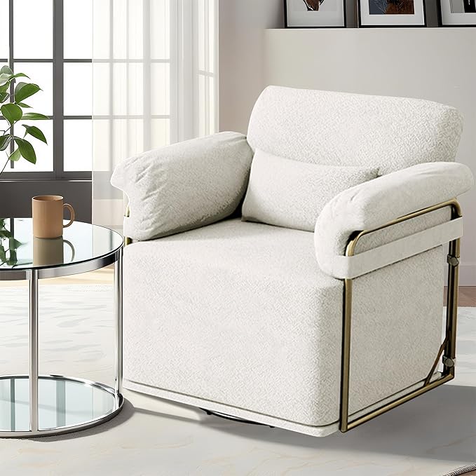 MASAKA B&ampW Classic Square Swivel Recliner Chair Manual Rocking Recliner- Upholstered Living Room Rocker for Living Room &amp Small Spaces