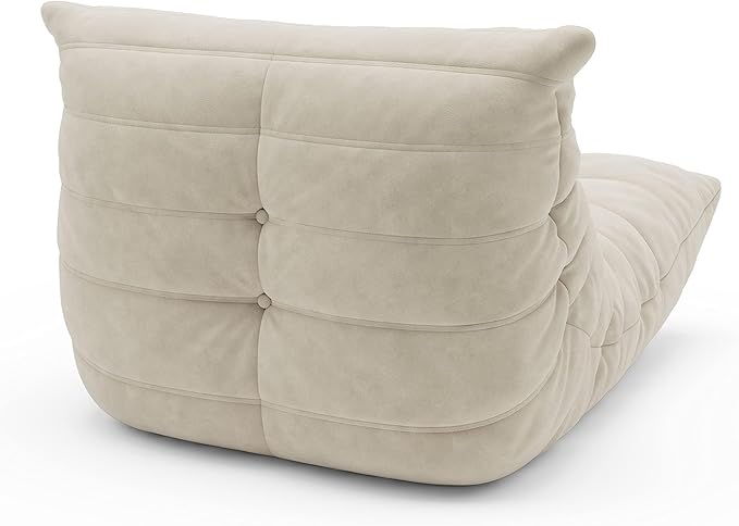 High-end Uncompressed Bean Bag Chair Fireside Togo Chair with Antique White/Light Grey Suede Fabric Cover Comfy &amp Soft Lazy Floor Lounge Sofa Chairs for Bedroom Living Room Office or Lounger