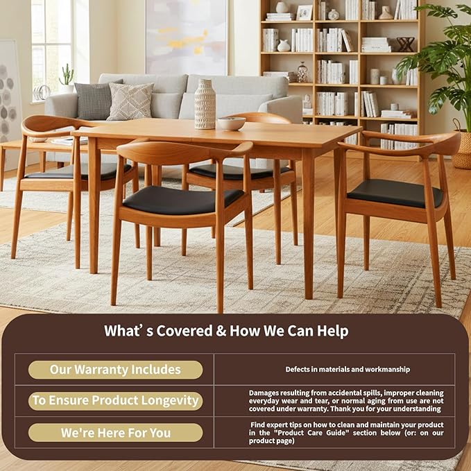 Tomile Hans Wegner Kennedy Armchair Upholstered Mid Century Dining Chair with PU Leather Seat Solid Wood Frame and Ergonomic Curved Backrest Fully Assembled Kennedy Chair for Home Office (Chestnut)