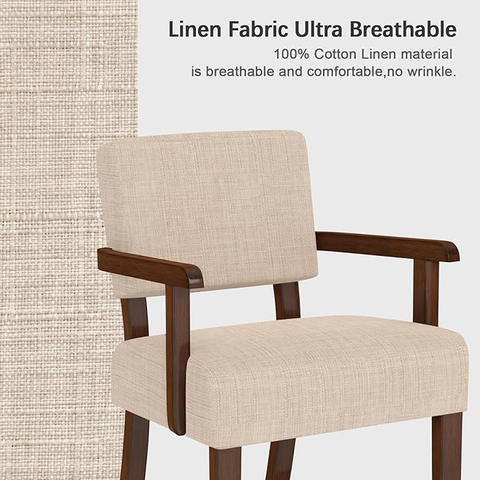 Mid Century Modern Accent ChairArmchairs with Solid Wood Frame and LegsUpholstered Reading Leisure Chair for Living RoomBedroomOfficeWaiting Room (Beige)