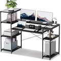 Computer Desk with Storage Shelves 63 Inch Office Desk with Monitor Stand Gaming Desk with CPU Stand for Study Writing PC Work Gaming Black