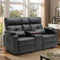 Power Reclining Loveseat with Console Power Loveseat Recliner Sofa with Heat and Massage Extended Footrest Wall Hugger RV Recliner with Cup Holders Lumbar Support for Living Room