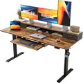 Agilestic Electric Standing Desk with 2 Drawers and Keyboard Tray 63 x 24 Inches Ergonomic Adjustable Height Desk with Storage Sit Stand up Computer Workstation Rustic Brown