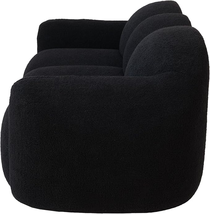 JACH Small Minimalist Sofa for Apartment Modern Comfy Upholstered Sofas Boneless Leisure Couches 3-Seater Cloud Couch for Living Room Bedroom Small Space (Black No Assembly Required)