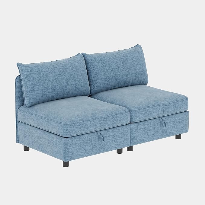 Loveseat Modular Storage Sectional Sofa Customizable Seating Group Sofa&ampCouch Convertible Lounge Sleeper Chaise Daybed with Movable Seat and Ottomans Chenille Upholstered Sofa Couch for Living Ro
