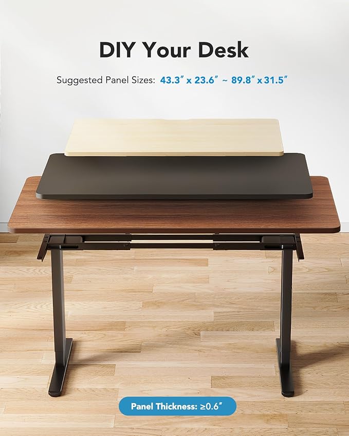 HUANUO Electric Standing Desks Frame with 265 lbs Dual MotorThick T-Shaped Desk Legs Made of Automotive Grade Steelfor Max 90″x31.5″ Desktop Height Adjustable Desk Frame for Home Office Frame Only