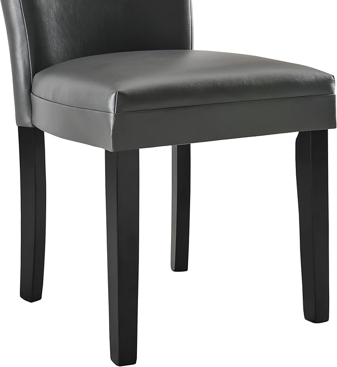 MODERION Set of 2 Dinning Chairs with Solid Wood Leg Upholstered Kitchen Chairs with Leather PU Skin Accent Chairs with High Back Simple Office ChairsHolds 300 LbsEasy Assembly Grey CY1331GY
