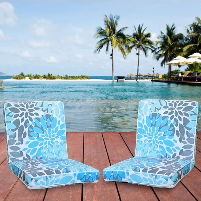 JMGBird Floor Chair with Back Support - Adjustable 5-Position Gaming Chair Waterproof Light Blue Floral Print Indoor Outdoor Meditation Cushion