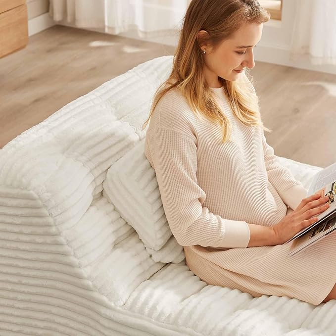40 Swivel Cloud Chair 360° Swivel Accent Chair with Armless &amp Movable Pillow Cozy Single Sofa Oversized Reading Chair for Bedroom Living Room Compression Corduroy Plush Easy Assembly (White
