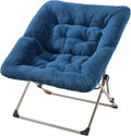 OAKHAM Comfy Chair for Adults Soft Faux Fur Folding Lounge for Bedroom Living Room Dorm Rooms Flexible Reading Chair for Teens Kids X-Large Foldable (Faux Fur-Navy Blue)