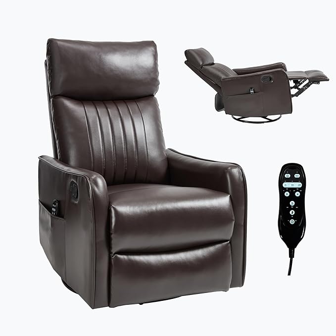 with RockerManual Recliner ChairArtificial LeatherMetal BaseHeat Massage 360° Swivelwith backrest armrestsLiving Room