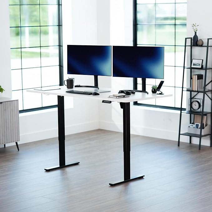 VIVO Electric 71 x 36 in Standing Desk Memory Height Adjustment 1B Series Holds 220 lbs White Top Black Frame DESK-KIT-1B7W-36