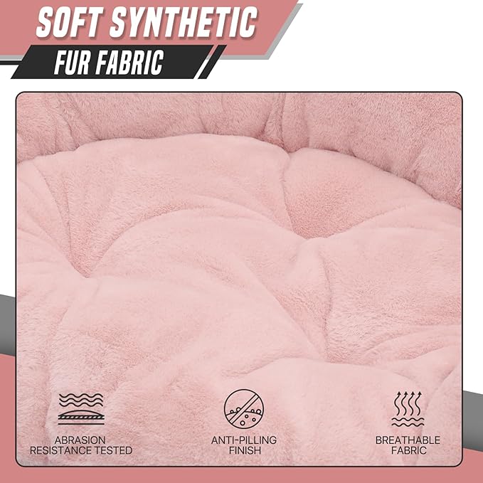 Foldable Oversized Moon Chairs Set of 2 Large Soft Lazy Cozy Comfortable Faux Fur Round Saucer Moon Chairs Set of 2 for Teens and Adults Light Pink