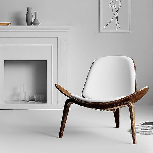 OAKHAM Comfy Shell Chair Mid Century Modern Accent Chair for Living Room and Bedroom with Protective Foot Pads Ergonomic (Oak Brown)