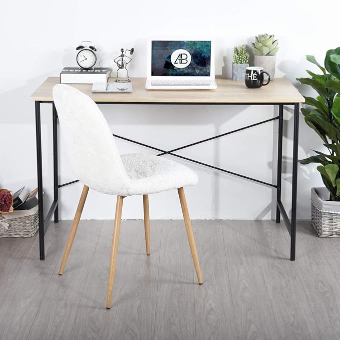 47.2“W x 23.6”D x 29.6“H Metal Frame Home Office Writing Desk - Oak &amp Black