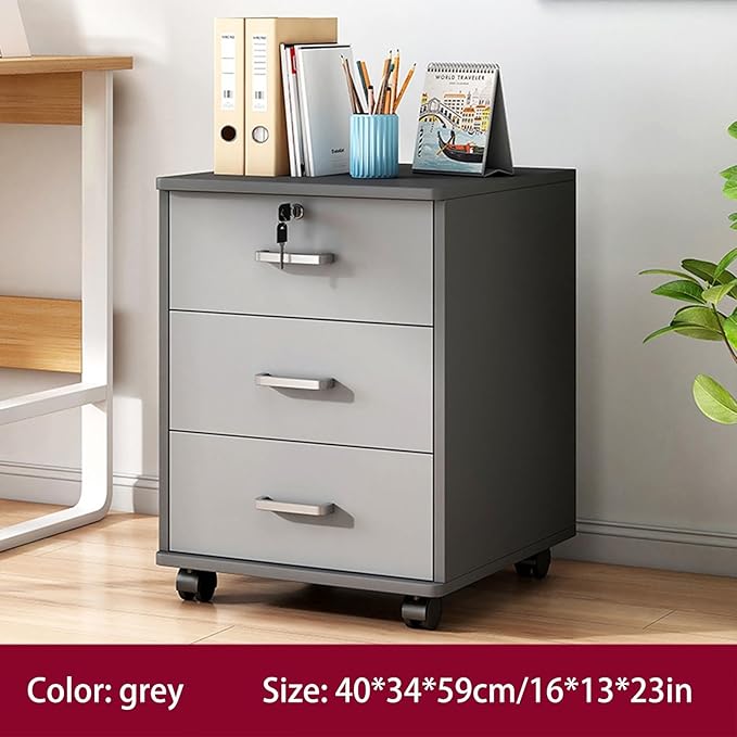 Lockable Mobile File Cabinet Black Rolling Storage Solution With Thickened Top For Office &amp Craft Supplies Secure Document Nizer On Wheels Efficient &amp Stylish DesignGrau-40x34x59cm/16x13x23in