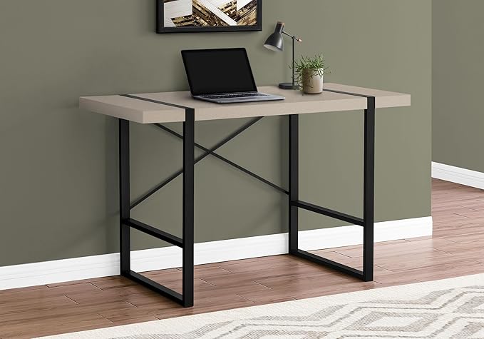 Monarch Specialties I 7659 Computer Desk Home Office Laptop 48 L Work Metal Laminate Beige Black Contemporary Modern